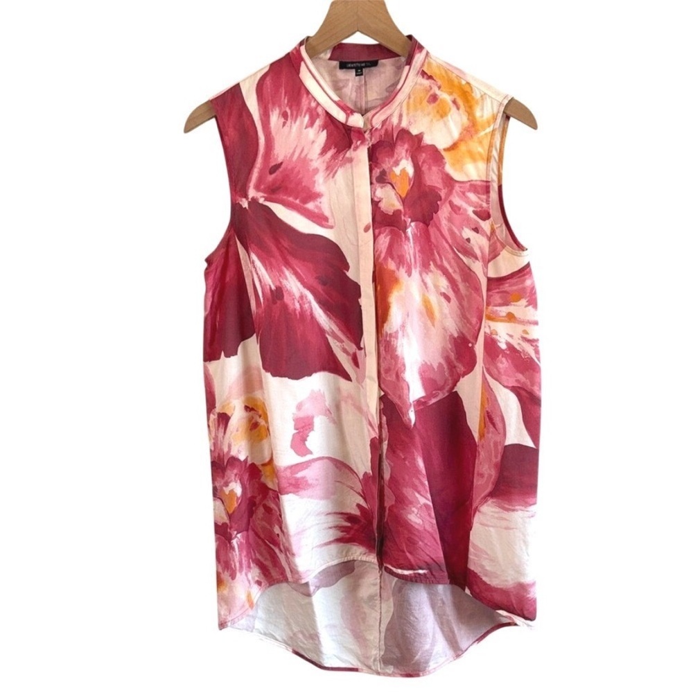 Lafayette 148 silk floral sleeveless top